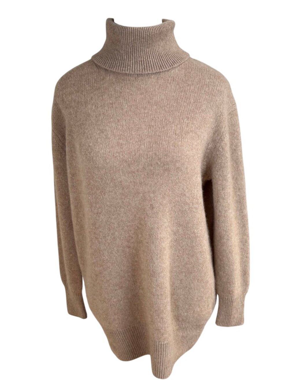 Chico’s Cashmere Sweater Camel Tan Turtleneck Relaxed Classic (L)